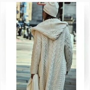 Zara long cable knit coat